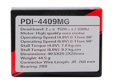 JX Servo PDI-4409MG 9.2kg Coreless Metal Gear Low Profile Digital Standard Servo  (25T)