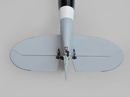 Phoenix Model Spitfire 61" ARF V2 with Electric Retracts Close-up of a model airplane's elevator on a grey background