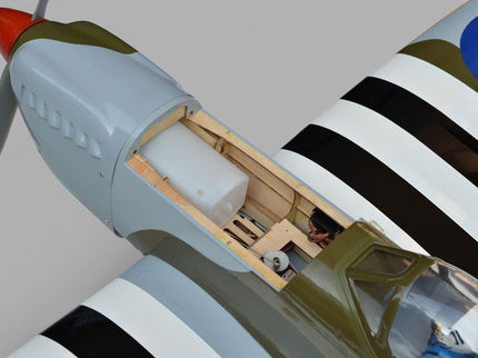 Phoenix Model Spitfire 61" ARF V2 with Electric Retracts Model airplane with open cockpit showing internal structure against a neutral background