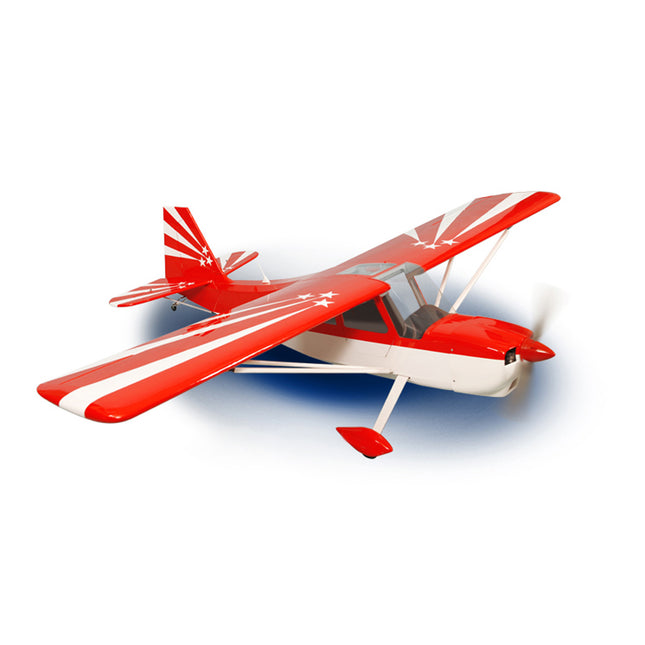 Red and white Phoenix Model DECATHLON  model airplane on a white background