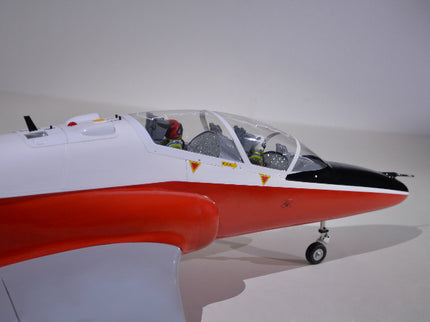 Phoenix Model BAE Hawk Jet 72" ARF V2 Model airplane with red and white color scheme on a plain background