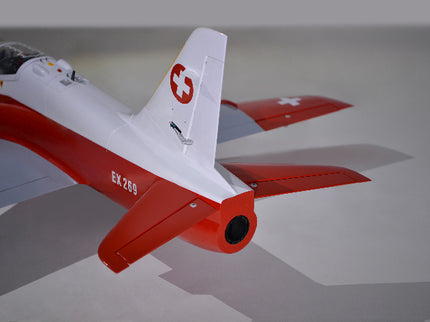 Phoenix Model BAE Hawk Jet 72" ARF V2 Model airplane with Swiss flag design on a gray background