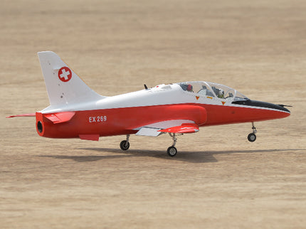 Phoenix Model BAE Hawk Jet 72" ARF V2 Red and white aircraft on a brown runway