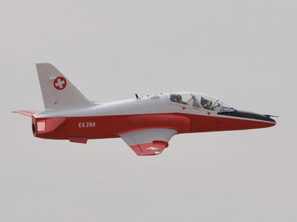 Phoenix Model BAE Hawk Jet 72" ARF V2 Red and white jet aircraft with Swiss flag logo on a gray background