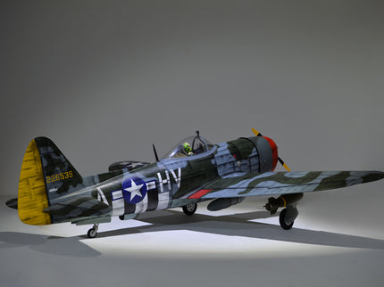 Phoenix Model P-47 Thunderbolt 79" ARF V2 with Electric Retracts Model airplane with camouflage pattern on a gray background