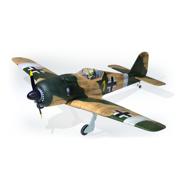 Phoenix Model Focke Wulf 55" with Electric Retracts Model of a vintage military airplane on a white background