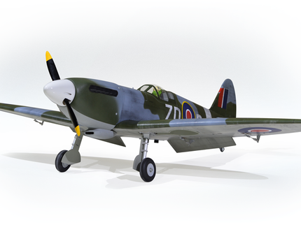 Phoenix Model Spitfire 55" W/Electric Retract Model of a vintage military airplane on a white background