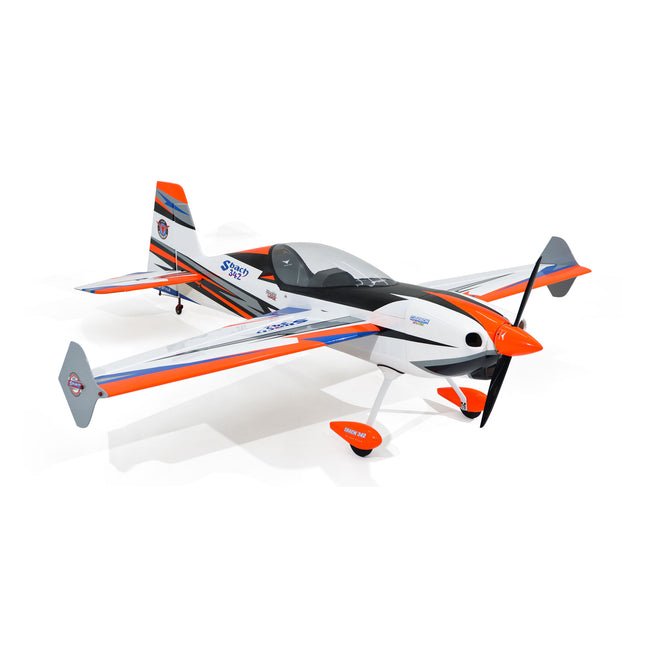 Phoenix Model SBACH 342 74'' ARF V2 Model airplane with orange and black accents on a white background