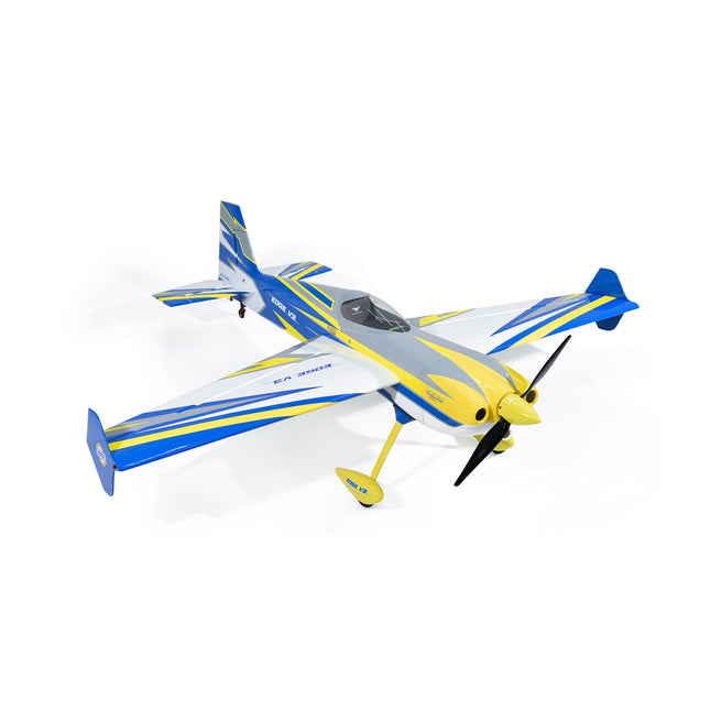 Phoenix Model EDGE 540 V3 67'' ARF V2 (20-26cc) Model airplane with blue and yellow design on a white background