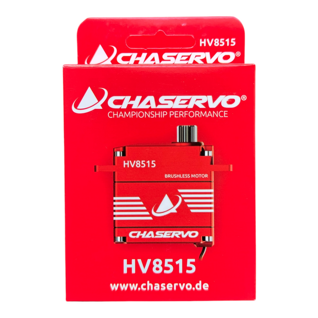 Chaservo brushless motor packaging with red background