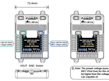 FrSky RB-35S Dual Power Redundancy Bus with Advanced Stabilisation