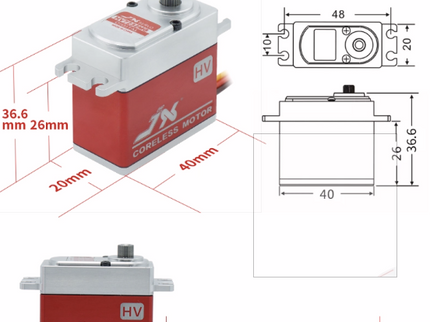 JX HV7232MG High Voltage Digital Servo – 32kg, Coreless, CNC Aluminium Case