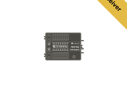 Electronic receiver module with 'Receiver' label on a white background