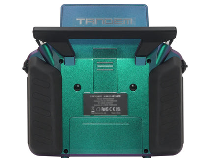 Back view of a teal and black electronic device with 'Trendem' branding on a white background