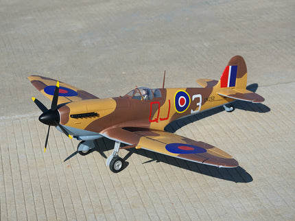 Model of a vintage airplane on a tiled floor