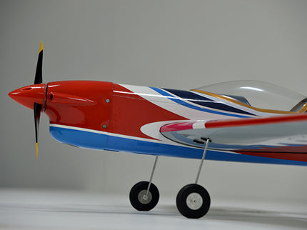 Phoenix Model AURORA 59" ARF Model airplane with red, blue, and white colors on a gray background