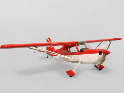 Phoenix Model DECATHLON Model airplane with red and white colors on a gray background