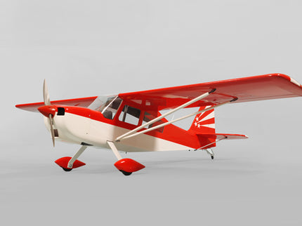Phoenix Model DECATHLON Model airplane with red and white colors on a gray background