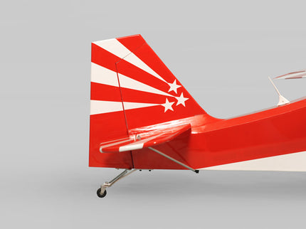 Red Phoenix Model DECATHLON model airplane with white star design on a gray background