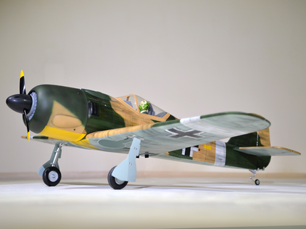 Phoenix Model Focke Wulf 55" with Electric Retracts Model of a World War II-era fighter plane on a neutral background