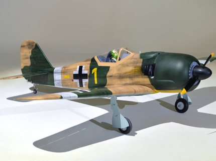 Phoenix Model Focke Wulf 55" with Electric Retracts Model of a vintage military airplane with camouflage paint scheme on a neutral background