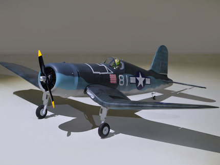 Phoenix Model F4U Corsair 59'' W/Electric Retract, Model of a vintage military airplane on a neutral background