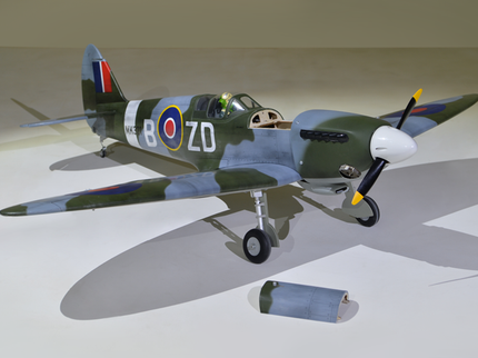 Phoenix Model Spitfire 55" W/Electric Retract Model of a World War II-era fighter plane on a gray background