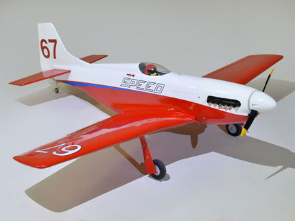 Phoenix Model STREGA 56'' W/Electric Retract Model airplane with red and white colors on a plain background