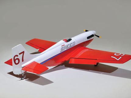Phoenix Model STREGA 56'' W/Electric Retract Model airplane with red and white colors on a gray background