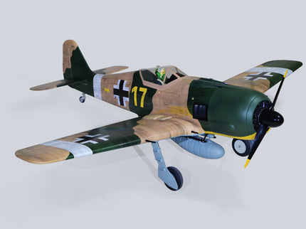 Phoenix Model FOCKE-WULF Fw 190A 85'' W/Electric Retract ARF V2 Model of a World War II fighter plane with camouflage paint job on a white background