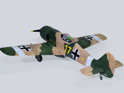 Phoenix Model FOCKE-WULF Fw 190A 85'' W/Electric Retract ARF V2 Model of a World War II-era fighter plane with camouflage paint scheme on a light gray background