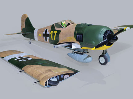 Phoenix Model FOCKE-WULF Fw 190A 85'' W/Electric Retract ARF V2 Model of a vintage military aircraft on a gray background
