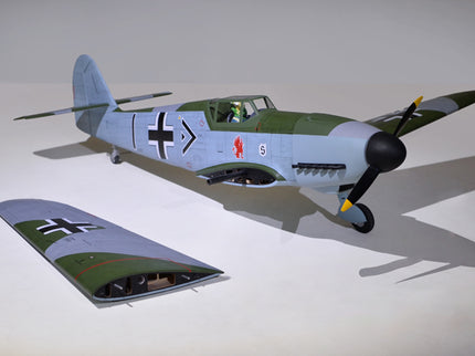 Phoenix Model MESSERCHMITT Bf 109 77'' W/Electric Retract ARF V2 Model of a World War II-era fighter plane on a white background
