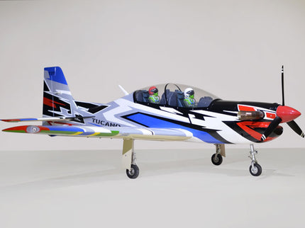 Phoenix Model TUCANO TURBOPROP 103" Model airplane with colorful design on a white background