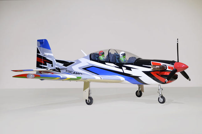 Phoenix Model TUCANO TURBOPROP 103" Model airplane with colorful design on a white background