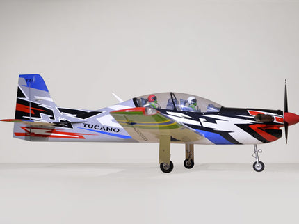 Phoenix Model TUCANO TURBOPROP 103" Model airplane with colorful design on a white background