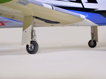 Phoenix Model TUCANO TURBOPROP 103" Close-up of a model airplane's landing gear on a white background