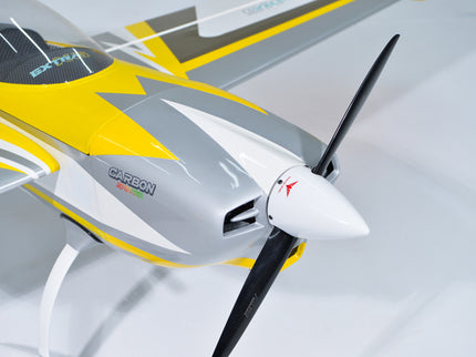 closeup of Phoenix Model EXTRA NG 74" 35cc ARF V2 cowl and spinner on grey background