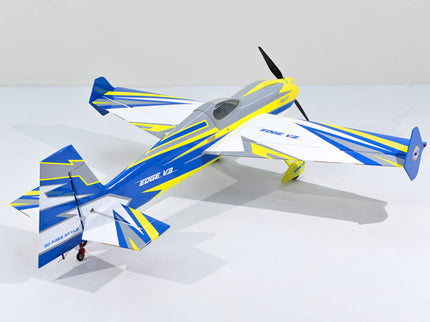 Phoenix Model EDGE 540 V3 67'' ARF V2 (20-26cc) Model airplane with blue and yellow design on a white background