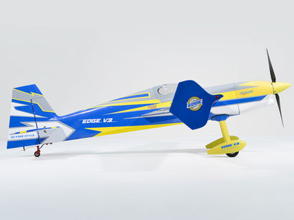 Phoenix Model EDGE 540 V3 67'' ARF V2 (20-26cc) Model airplane with blue and yellow design on a white background