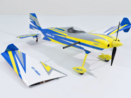 Phoenix Model EDGE 540 V3 67'' ARF V2 (20-26cc) Model airplane with blue and yellow design on a white background