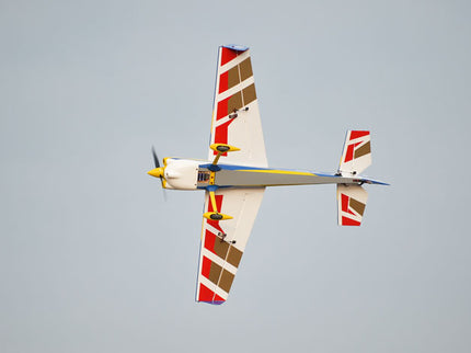 Phoenix Model EDGE 540 V3 67'' ARF V2 (20-26cc) Model airplane with red and white striped wings on a clear sky background