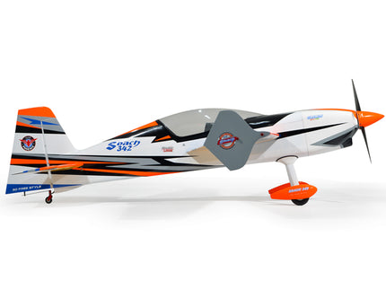 Phoenix Model SBACH 342 74'' ARF V2 Model airplane with orange and black accents on a white background