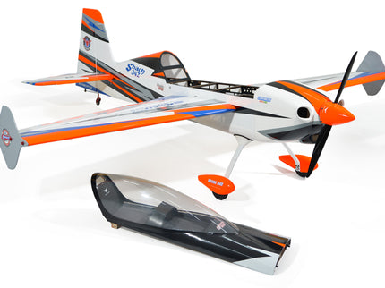 Phoenix Model SBACH 342 74'' ARF V2 Model airplane with orange and gray design on a white background