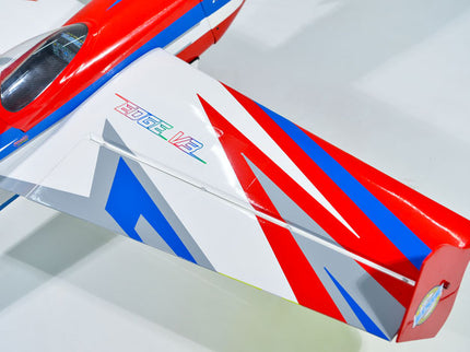 Phoenix Model EDGE 540 V3 60'' Model airplane with red, white, and blue colors on a light gray background