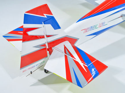 Phoenix Model EDGE 540 V3 60'' Model airplane with red, white, and blue design on a white background