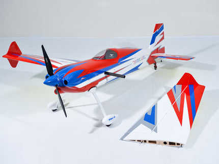 Phoenix Model EDGE 540 V3 60'' Model airplane with red, white, and blue design on a white background