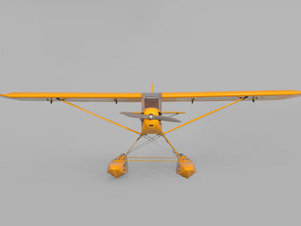 Yellow Phoenix Model PIPER J3 CUB  on a gray background