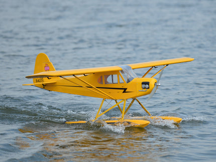 Yellow Phoenix Model PIPER J3 CUB  seaplane on water