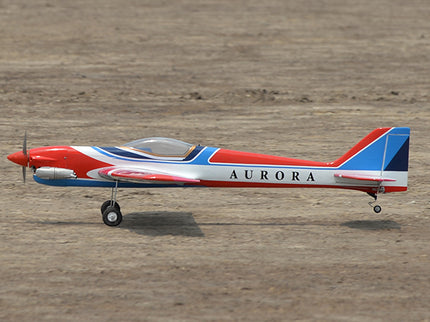 Phoenix Model AURORA 59" ARF Model airplane with 'Aurora' branding on a dirt surface